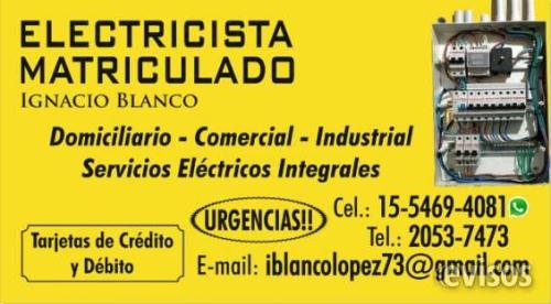 Técnico Electricista Matriculado Ignacio Blanco Matricula  TT07825