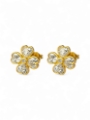 Aros de oro 18k pasantes flores con cubics