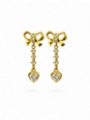 Aros de oro 18k pasantes moño con corazones