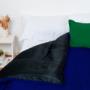 Acolchado reversible 2 1/2 plazas azul - negro