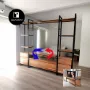 divisor de ambientes en madera con hierro